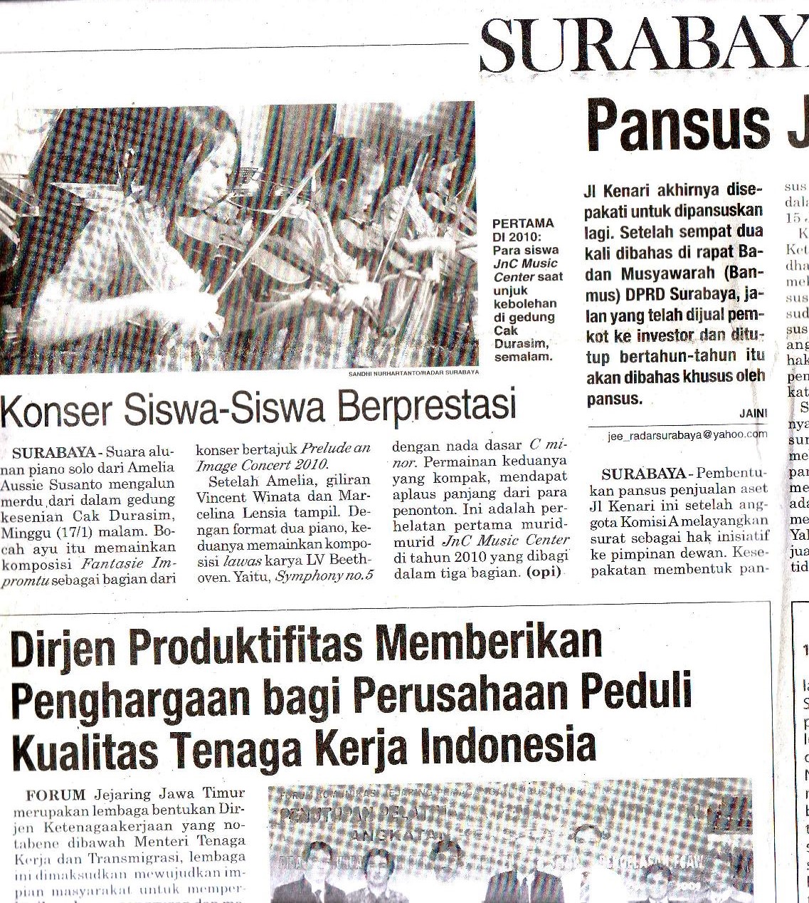 100118_Surabaya Post_Konser Siswa-Siswi Berprestasi